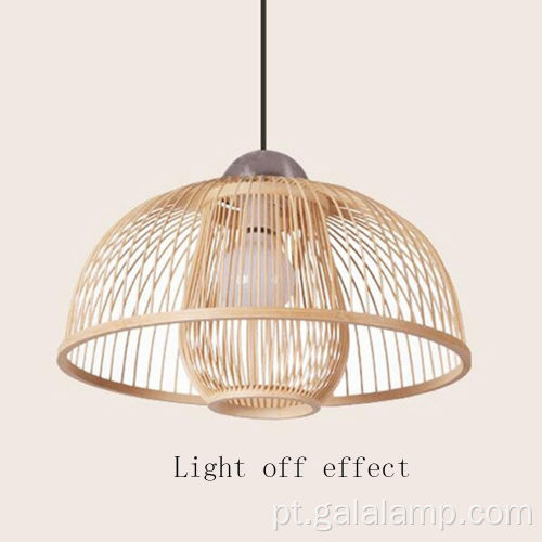 Luz pendente de bambu com cúpula de camada dupla